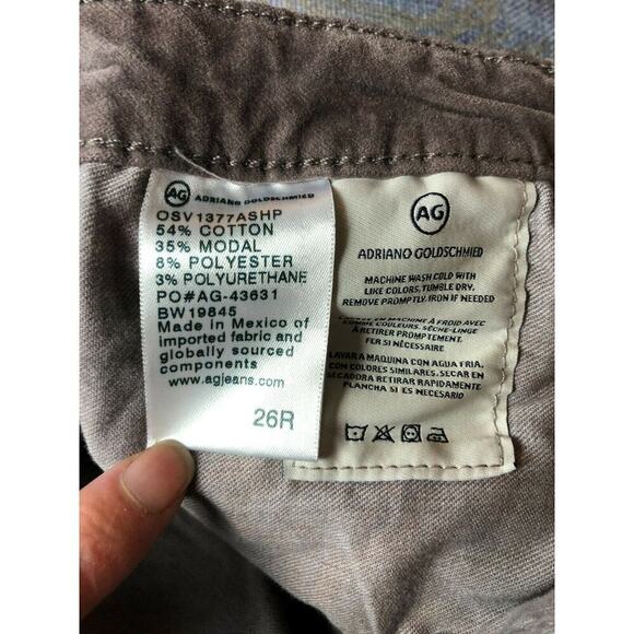 AG The Stevie Ankle Slim Ankle Taupe Velvet Pants Women's Size 26R - Picture 10 of 11